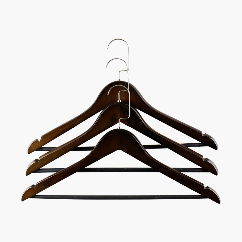 Special Hook Brown Wooden Hangers for Clothes Shop