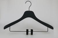 Rubber Black wooden hangers with metal clothes clips