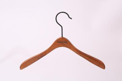 Wonderful wooden hanger beech wood for the clothes shop with black hook