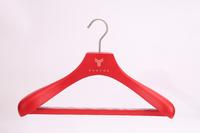 Luxury red color garment wooden Hanger with Anti-slip bar