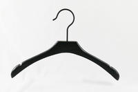 Black garment hanger with anti-rust clips