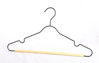 Nice Coated metal hanger with wood bar for clothes