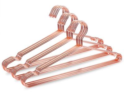 Rose Copper Gold Metal Clothes Shirts Hanger with Groove, Heavy Duty Strong Coats Hanger, Suit Hanger
